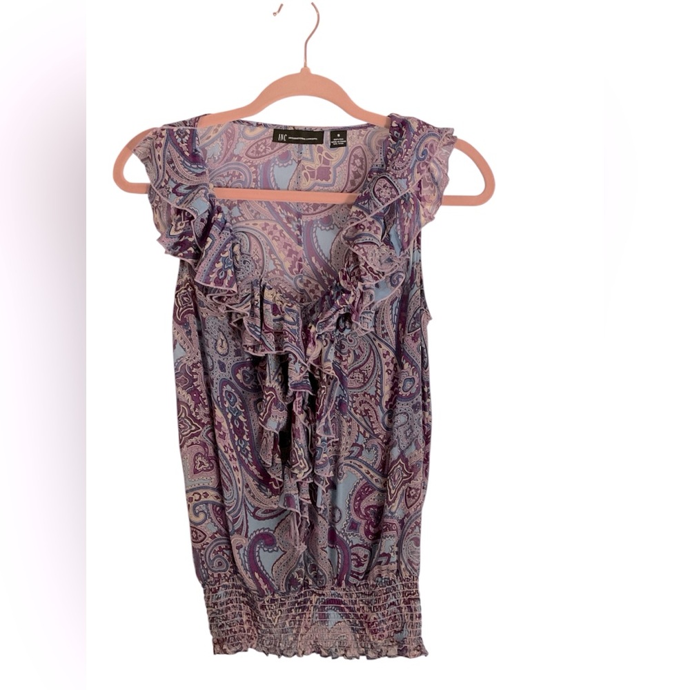 INC International Concepts Paisley Silk Sleeveless Blouse